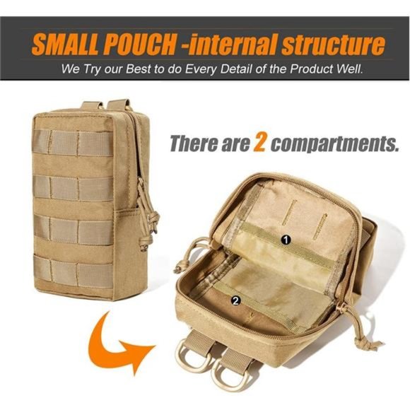 3 Molle Pouch Sports Water Bottles Pouch Bag, Tactical Drawstring Molle Pouches - Picture 3 of 7